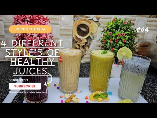 4 DIFFERENT STYLE'S OF HEALTHY JUICES #food #cookingathome #deliciousjuices