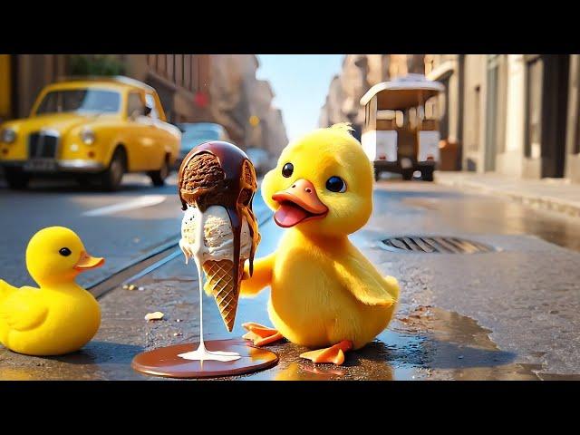 Cute duck bought a double layered ice cream ball#catshorts  #cutecat #ai #aicat #bebek #bhoot