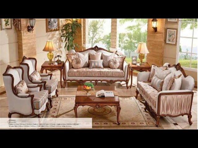 Luxury Classic Sofa Set Brown Leather Couch Set Wooden Sofa Set For Living Room Maroon Sofa Set