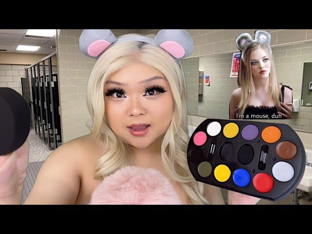 ASMR Mean Girls RP | Karen Gives You $5 Halloween Makeovers! in the school bathroom  (realistic)