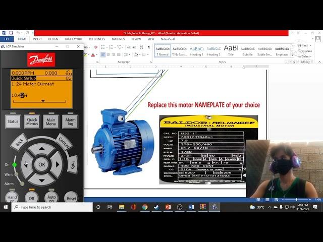 VFD Wiring and Programming using Danfoss LCP Simulator