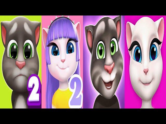 My Talking Tom2 vs My Talking Angela2 vs My Talking Tom vs My Talking Angela snowfal Gameplay Ep4220