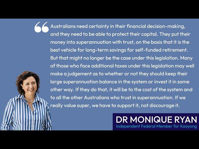 Dr Monique Ryan MP, Treasury Laws Amendment - Superannuation