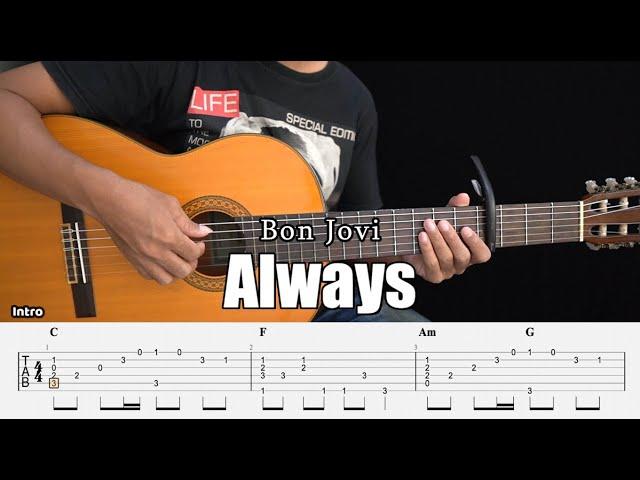 Always - Bon Jovi - Fingerstyle Guitar Tutorial + TAB & Lyrics