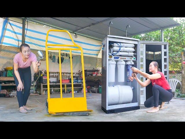 Mechanical girl repairs and maintains water purifiers / Diy metal craft trailer