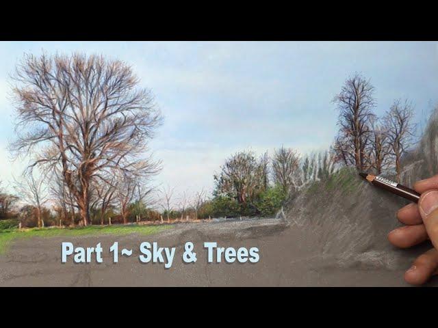 Pastel Painting Tutorial ...Landscape Painting with Pastels.  Sky and Trees ~ Part 1.