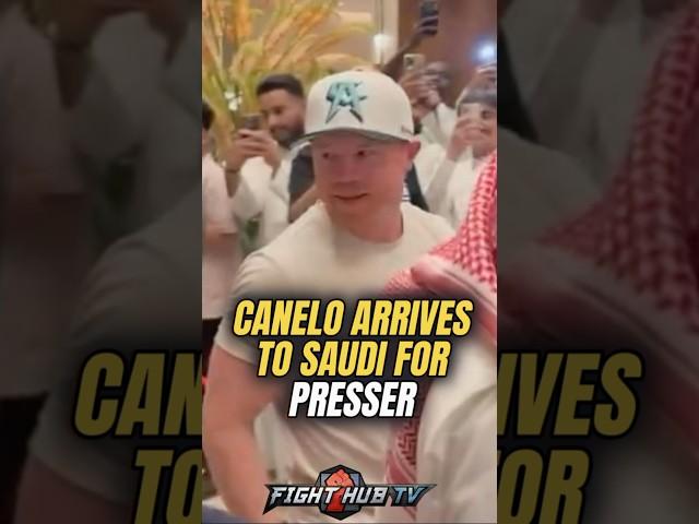 Canelo CHEERED by fans arriving in Saudi Arabia to confront Crawford at presser!