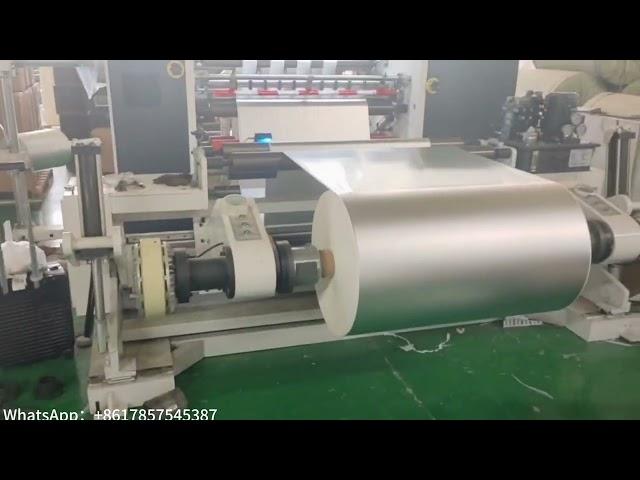 HFQC series slitter rewinder,The video  shows slitting PET film speed is 300 m/min