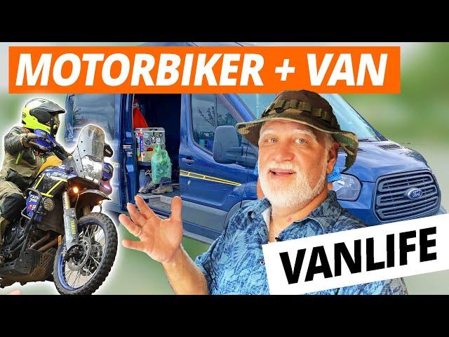 Adventure BIKER and VANLIFER travels the USA with van conversion + Tenere 700 bike #vanlife #tenere