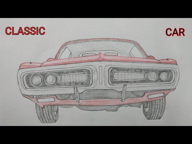 How to Draw Classic car  | Old classic car drawing