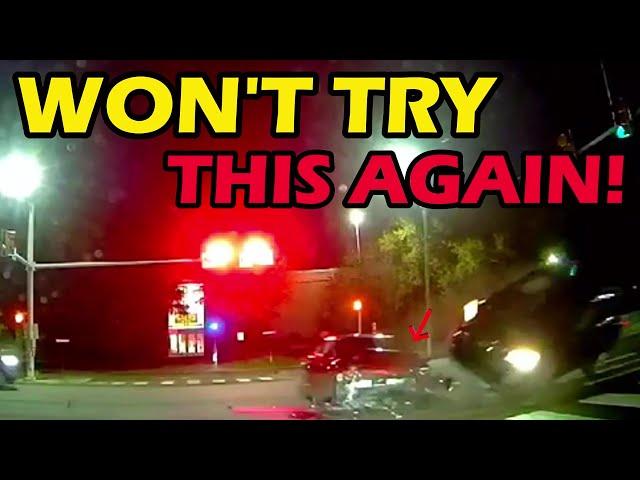 IDIOT RUNS RED LIGHT AND PAYS THE PRICE