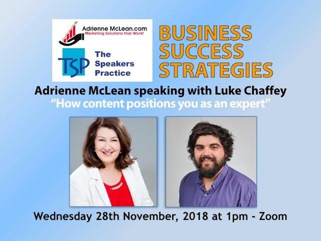 Business Success Strategies "How content positions you as an expert" with Luke Chaffey