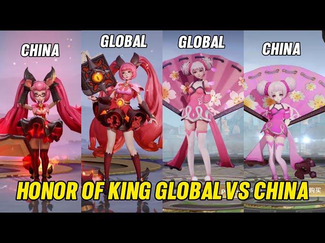 HONOR OF KING GLOBAL VS HONOR OF KING CHINA SERVER HERO COMPARISON SIDE BY SIDE