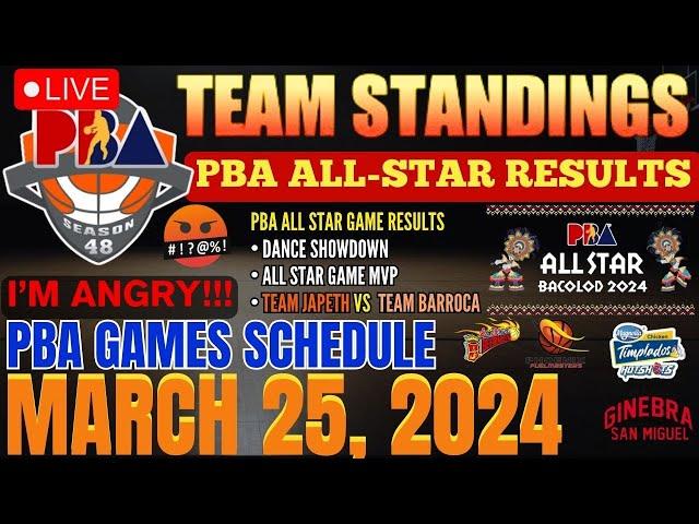 pba standings today march 25, 2024 | pba all-star results | pba live today | Pba schedules 2024