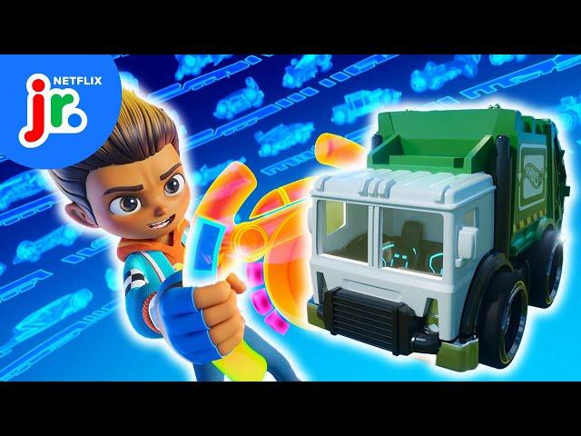 Coop's Trash Truck Cleanup Challenge!  Hot Wheels Let's Race | Netflix Jr