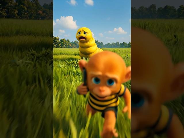 Smart baby monkey rescues pregnant caterpillar #ai #baby #animals #monkey