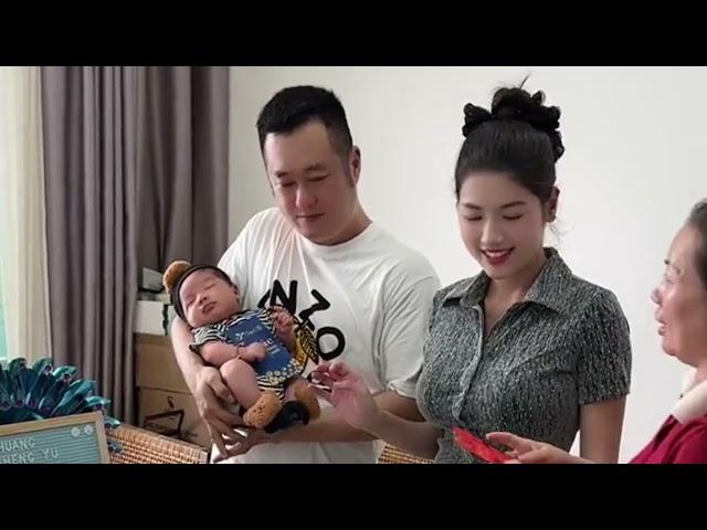 人类幼崽第一次满月宴仪式感？ 抖音，记录美好生活之孩子满月的喜悦#记录真实生活 #中外夫妻 #人类幼