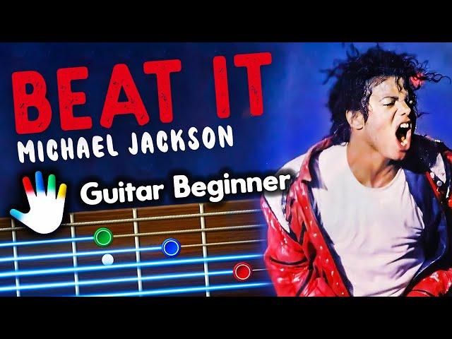 Beat It Guitar Lessons for Beginners Michael Jackson Tutorial | Easy Chords + Lyrics + Backing Track