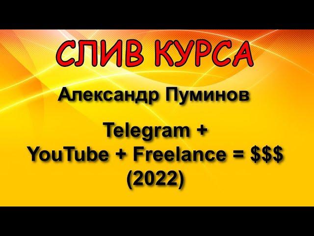 Слитый курс. Александр Пуминов - Telegram + YouTube + Freelance = $$$ (2022)