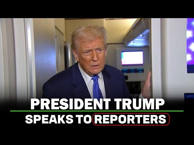 ONBOARD AIR FORCE ONE: US President Trump speaks to reporters prior to arrival at Joint Base Andrews