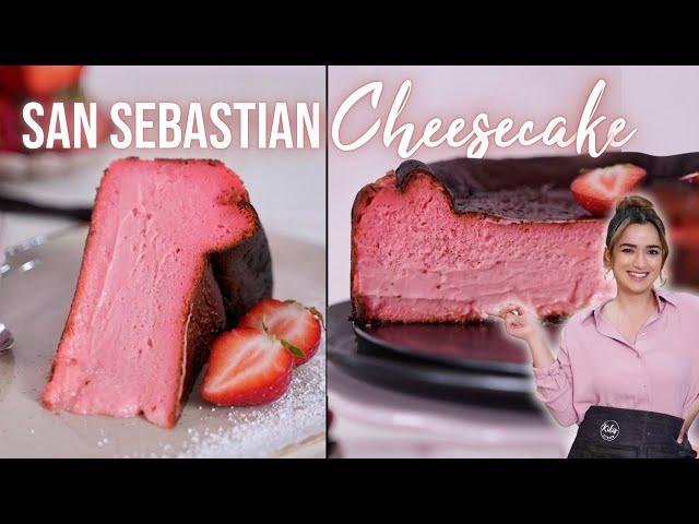 San Sebastian Cheesecake Erdbeere  Strawberry Basque Burnt Cheesecake #sansebastiancheesecake