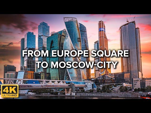 [4K]  Moscow Summer Walk ️ Europe Square (Kievskaya) to Moscow City Towers | June 2022