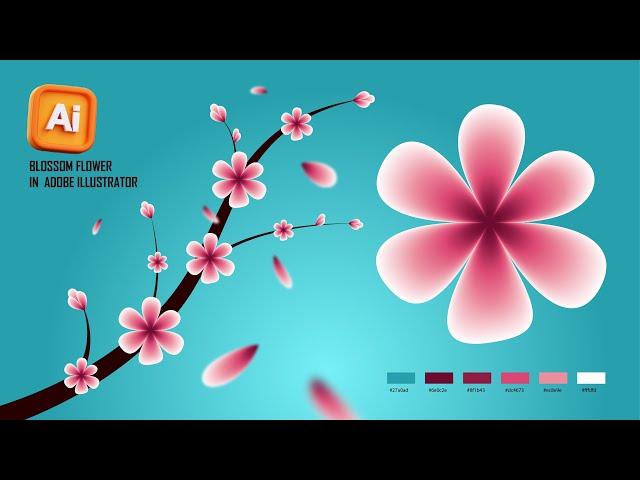 Blossom flower design in Illustrator | Cherry Blossom Design | Adobe Illustrator