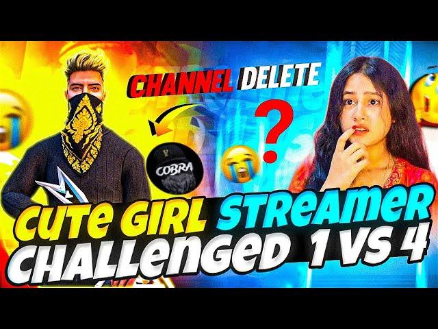 ANGRY GIRL STREAMER CHALLENGE ME | 1 VS 4 | FREE FIRE IN TELUGU | #cobra999 #jassygamer #freefire