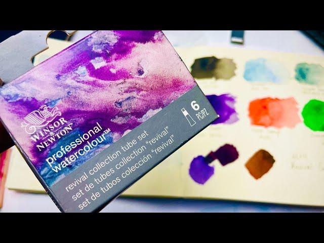 NEW Winsor & Newton Revival Set Swatching - are they worth it?  Mini art haul