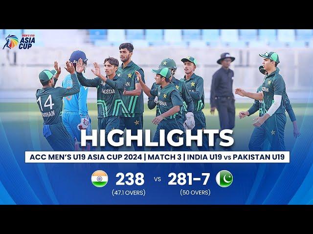 India U19 vs Pakistan U19 | ACC Men's U19 Asia Cup | Match 3