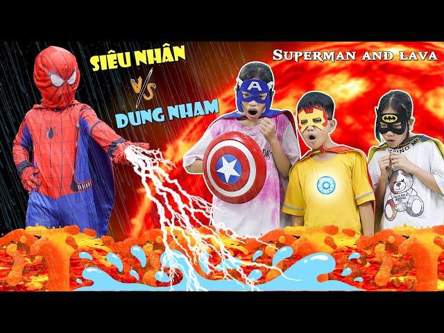 Siêu Anh Hùng Và Dung Nham | Superheroes And Lava  Min Min TV Minh Khoa