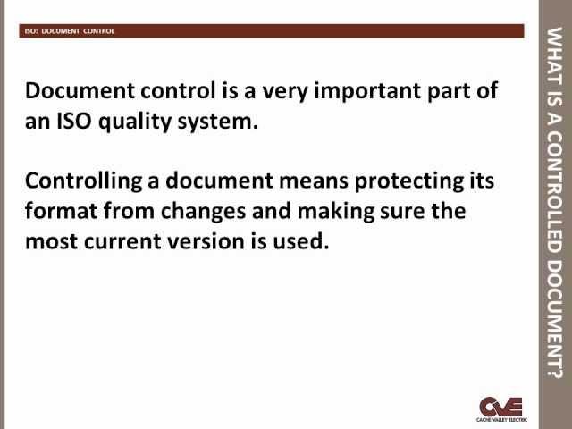 ISO: Control of Documents