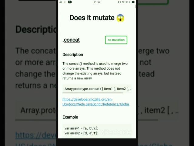 Does it mutate ? || JavaScript array methods. #shorts #javascript #array