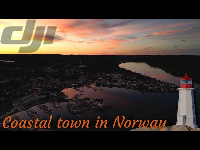 Grimstad, Norway - Coastal town (Aerial drone footage)