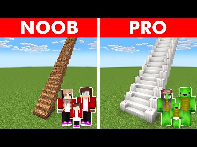 Minecraft NOOB vs PRO: MOST DANGERROUS STAIRCASE BUILD CHALLENGE WITH FAMILY