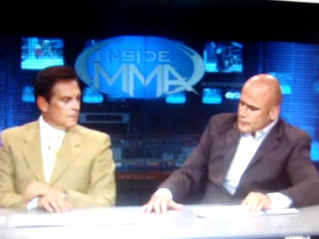 Bas rutten gets mad at dennis Hallman on INSIDE MMA about steroids