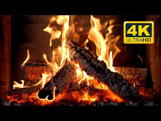  Cozy Fireplace 4K (12 HOURS). Relaxing Fireplace with Crackling Fire Sounds. Fireplace Burning 4K