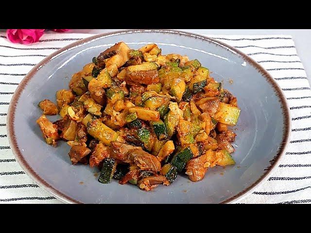 Zucchini with mushrooms. It’s so delicious that I make it every day!