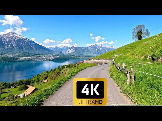 Driving in Switzerland - Beatenberg to Sigriswil Mountain Villages | 4K 60fps video