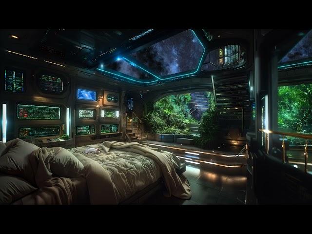 Jungle Sanctuary Space Bedroom | Space Noise with Birds, Frogs, and Cricket Sounds | 10 hours