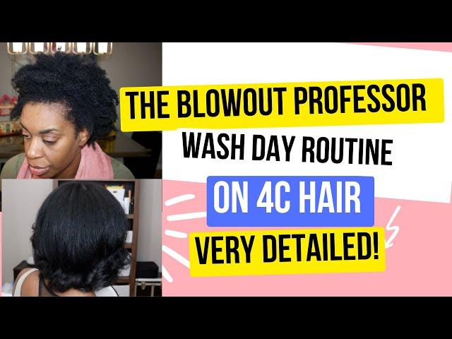 The Blowout Professor wash day routine on 4c hair. Detailed talk through wash day video 2024