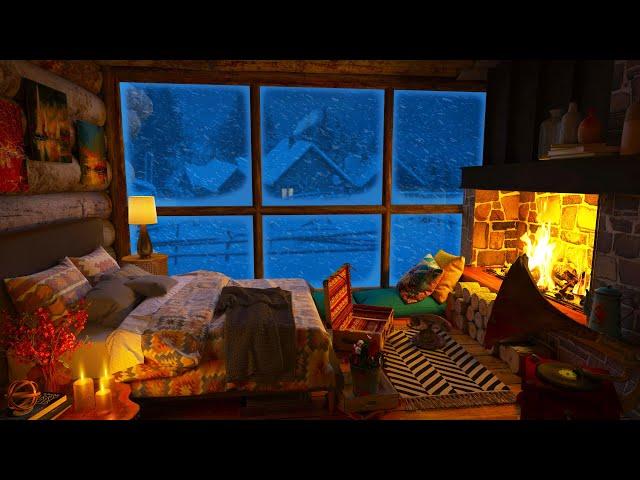 Deep Sleep with Relaxing Blizzard, Snowstorm, Fireplace Sounds - Cozy Winter Ambience from Insomnia