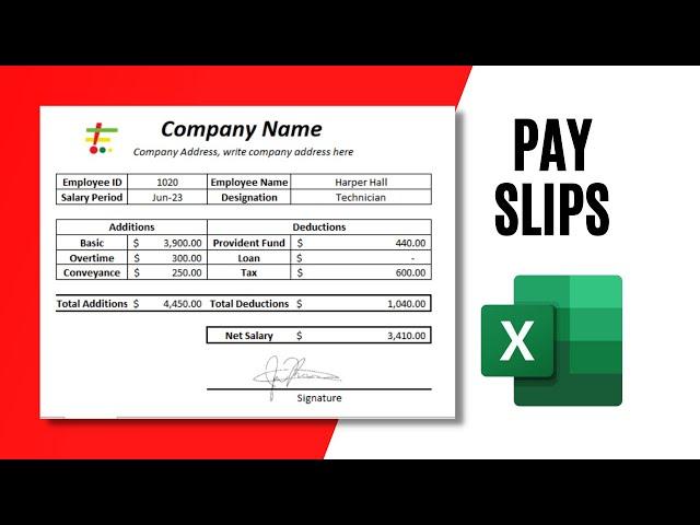 How to Create Automated Pay Slip in Excel and Save PDF Copy