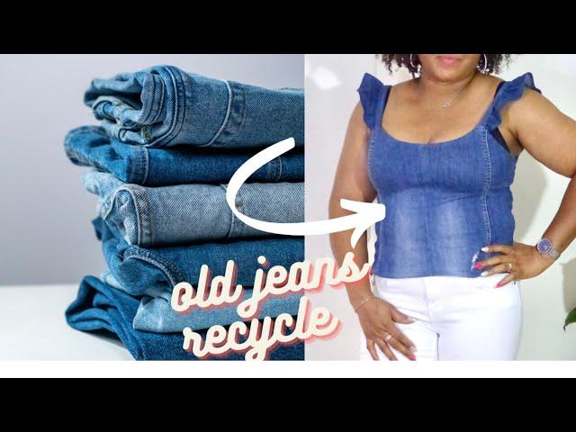 Don’t throw your old jeans make a simple top with it