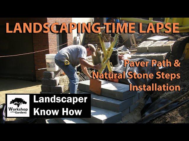 LANDSCAPING TIME LAPSE - Paver Path & Natural Stone Steps Installation