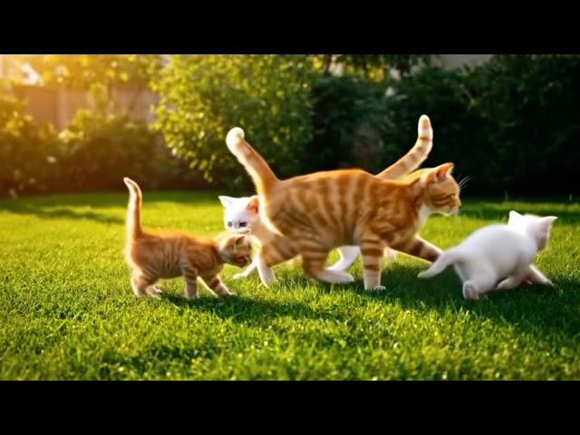 Cute cat and kitten playing in ground #cat #catlovers #catmemes #catvideos #animallife #pets