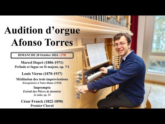 Audition d'orgue | Afonso Torres | Dimanche 20 OCTOBRE | Église Saint-Eustache