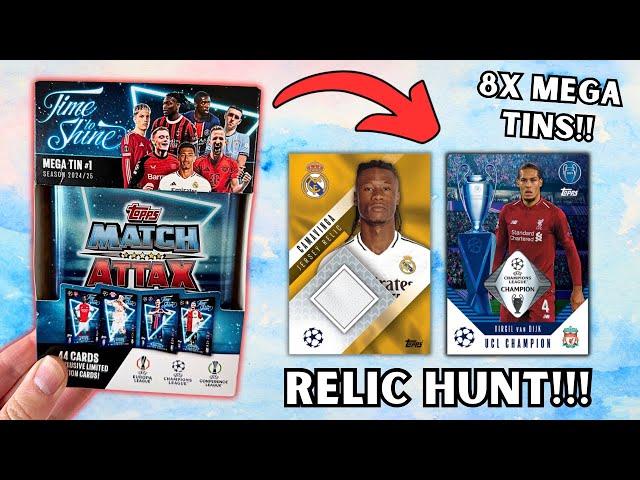 RELIC HUNT! Opening EIGHT Topps Match Attax 2024/25 Mega Tins!!!