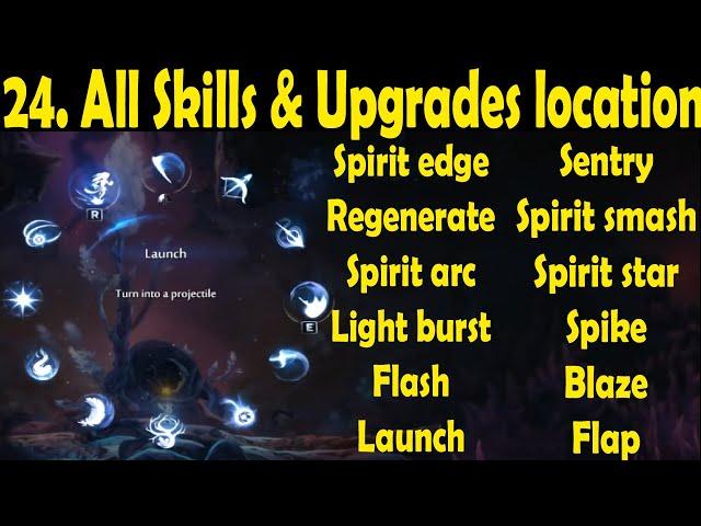 All 12 skill and 5 Skill upgrades and their map location, ori & will of wisp