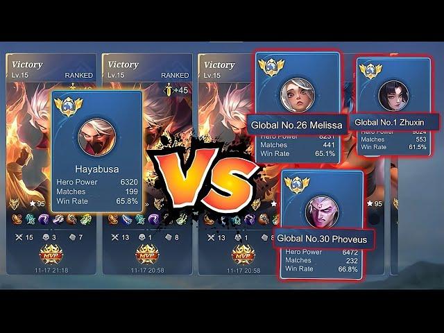 GLOBAL HAYABUSA SOLO MET 3GLOBAL IN 1GAME what happend -Mobile Legends